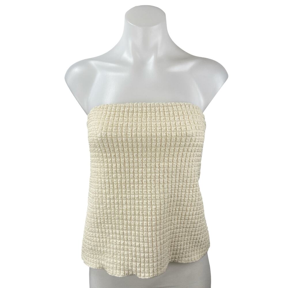 NEW Dissh Alex Cream Strapless Sleeveless Bandeau Textured Blouse Top Size XL
